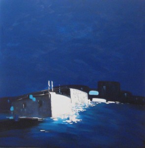 A basso voltaggio, 2009, acrilici e smalti su tela, 60x60 cm 